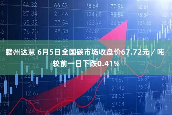 赣州达慧 6月5日全国碳市场收盘价67.72元/吨 较前一日下跌0.41%